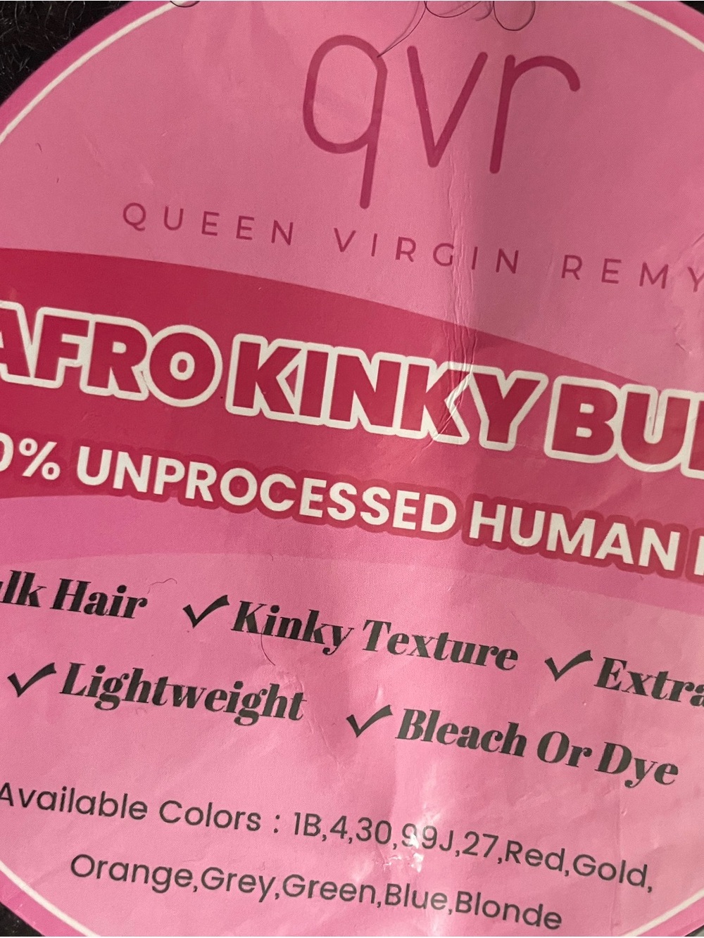 Afro Kinky Bulk Hair - Pink